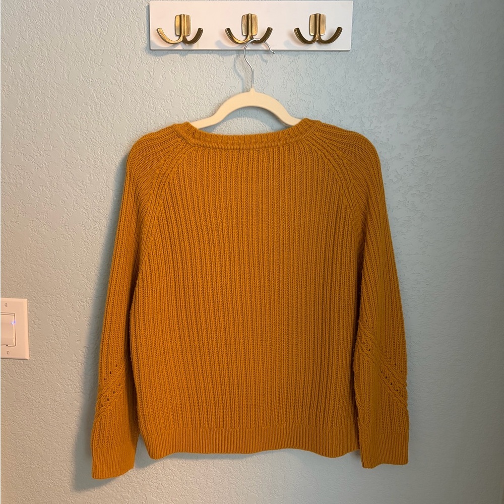 Topshop Mustard Cable Knit Sweater Size US 6 Chunky Crewneck - Picture 5 of 7